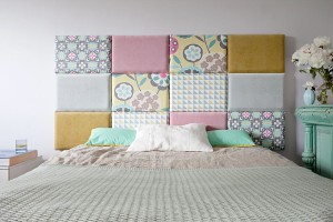 łóżko z miękkim zagłówkiem, panele tapicerowana